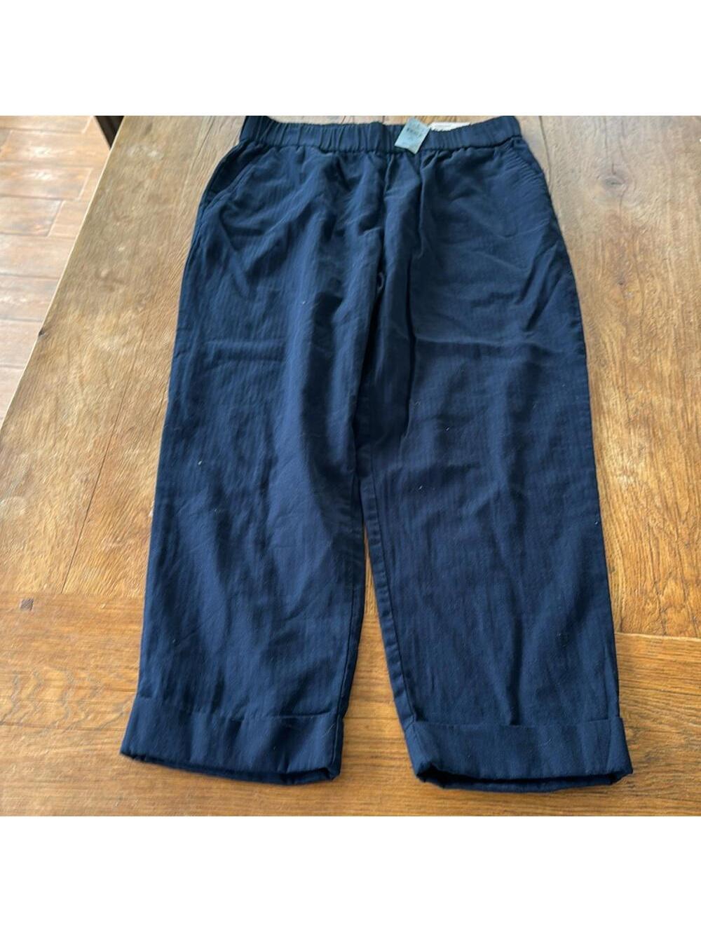 Loft Women's Straight Petite High Rise Medium Navy Pants Medium Petite